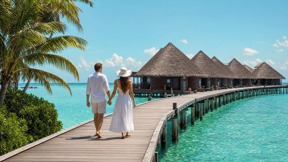 Turquoise water in the Maldives during a tropical escape tour